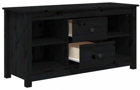 fekete tömör fenyőfa TV-szekrény 103 x 36,5 x 52 cm