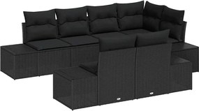 vidaXL Kerti Kanapé Szett párnával 7 pcs Fekete polirattan
