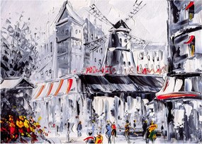 Kép - utca Párizsban, olajfestmény (70x50 cm)