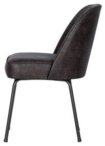 Fekete bőr étkezőszék szett 2 db-os Vogue – WOOOD