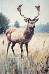Vászonkép Canvas Portré Szarvas Rét Skandináv Erdő Stílus 80x120