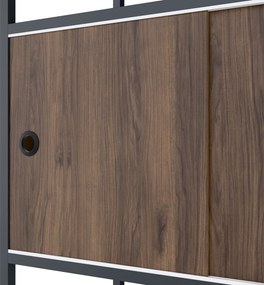 Iratrendező polc zárható szekrénnyel, irodai, nyitott polcok, fém antracit/dió, 800x2200x400 mm: ARIEL Eco Design