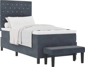 vidaXL Boxrugós ágy matracmal Sötétszürke 90 x 190 cm Bársony