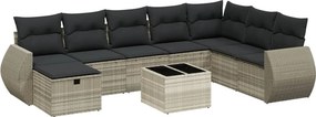 vidaXL 8 részes világosszürke polyrattan kerti ülőgarnitúra párnával