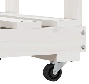 fehér tömör fenyőfa rönktároló kerekekkel 76,5 x 40 x 108 cm