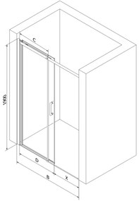 Mexen OMEGA tolózuhanyajtó 120 cm-es furattal, 825-120-000-01-00