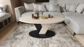 Mazzoni LOVA Bézs/Fekete - OVÁLIS DOHÁNYZÓASZTAL 110x60 cm MODERN KÁVÉZÓ ASZTAL