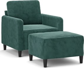 vidaXL sötétzöld bársony kanapéfotel lábtartóval 60 cm