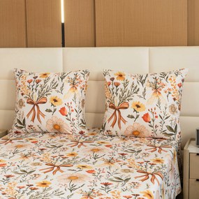 Mikroszálas ágyneműhuzat FLORAL RIBBON krémszínű Ágyneműhuzat mérete: 2 db 70 x 90 cm | 200 x 220 cm