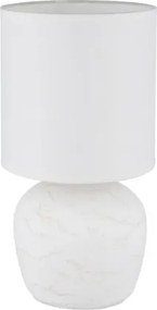 Globo 21739W Asztali lámpa, kerámia fehér, textil fehér, kábel PVC fehér, billenőkapcsoló a kábelen, ø: 160mm, M: 315mm, kábel hossza 1300mm, 1x E14 40W 230V izzó nélkül