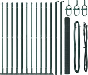 vidaXL Kerítésoszlop Zöld 25 x 1,4 m (12 x 12 mm háló) Acél és PVC
