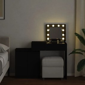 fekete LED-es fésülködőasztal 115 x 37 x 110,5 cm