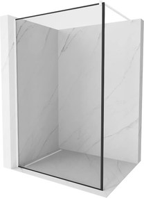 Mexen Kioto, Walk-In zuhany paraván 90 x 200 cm, 8mm üveg tiszta / fekete mintás, fehér profil, 800-090-101-20-70