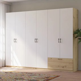 ALTA Gardróbszekrény Tölgy/Fehér Színben 260 cm
