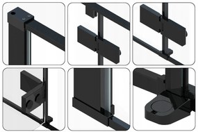 Rea Fargo, zuhanykabin csuklós ajtókkal 90 (ajtó) x 90 (fal) x 195 cm, 6mm átlátszó üveg, fekete profil + fekete Savoy zuhanytálca, KPL-K7318