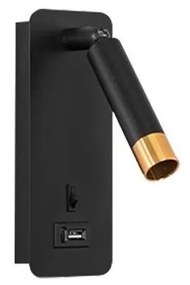 Illumaxx Fali spotlámpa USB töltővel 1xG9/35W/230V fekete/arany OS0034