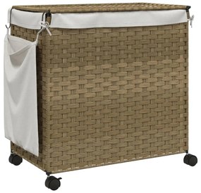 polyrattan szennyeskosár kerekekkel 60x35x60,5 cm