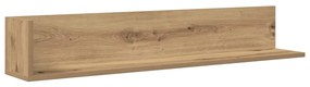 2 db kézműves tölgy színű szerelt fa fali polc 100x16,5x16,5 cm