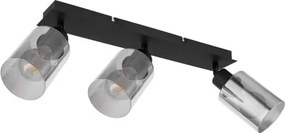 Globo 15465-3 Spotlámpa fém fekete matt, füstszínű üveg, HxSzxM:470x90x215mm, fényforrás nélkül szállítva 3x E27 15W 230V