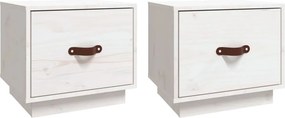 vidaXL 2 db fehér tömör fenyőfa éjjeliszekrény 40 x 34 x 35 cm