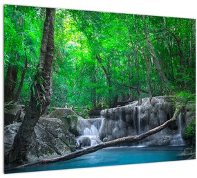 Kép - Erawan vízesés, Kanchanaburi, Thaiföld (üvegen) (70x50 cm)