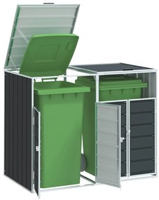 antracit acél kerekes szemetes tároló dupla tárolókhoz 138 x 79 x 117 cm