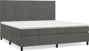 vidaXL sötétszürke bársony rugós ágy matraccal 200x200 cm