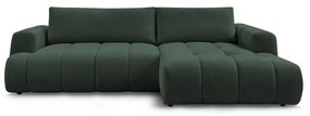 Zöld kinyitható-tárolóhelyes sarokkanapé (jobb oldali-heverő résszel) Fuji – Bobochic Paris