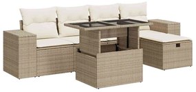 vidaXL 6 részes bézs polyrattan kerti ülőgarnitúra párnával