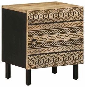 2 db fekete tömör mangófa éjjeliszekrények 40 x 33,5 x 46 cm