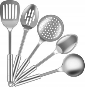 5PCS Kitchen Főzés Sunals Állítsa be a rést rozsdamentes acél spatula