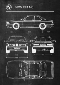 Poszter Bmw E24 M6 Retro Patent Poster Séma