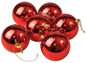 6db-os 8cm-es karácsonyi fényes gömb szett - Piros