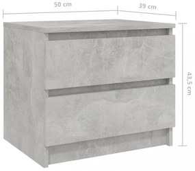 betonszürke szerelt fa éjjeliszekrény 50 x 39 x 43,5 cm
