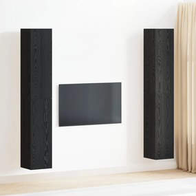 4 darabos TV szekrény szett fekete tölgyből - 30,5 x 30 x 90 cm - Mérnöki fából készült