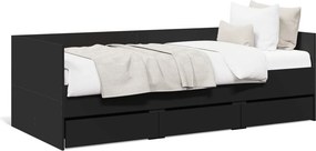 vidaXL fekete kanapéágy fiókkal matrac nélkül 75x190 cm