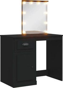 vidaXL fekete fésülködőasztal LED-lámpákkal 130 x 50 x 132,5 cm