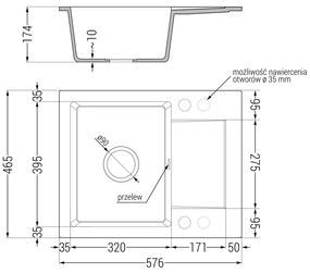 Mexen Enzo, 1 kamrás gránit mosogató 576x465x174 mm és Elia mosogató csaptelep, fekete, 6506-77-670101-00