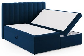 Sötétkék boxspring ágy tárolóhellyel 180x200 cm Gina – Milo Casa