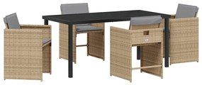 vidaXL Kert étkező szett 5 pcs Bézs polirattan