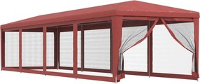 Piros HDPE rendezvénysátor 10 hálós oldalfallal 3x12 m