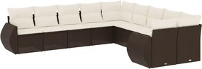 vidaXL 10 részes barna polyrattan kerti ülőgarnitúra párnákkal