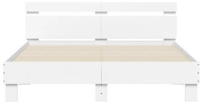 fehér ágykeret fejtámlával és LED-del 150 x 200 cm