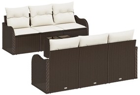 Kerti Kanapé Szett 7 pcs Barna 55 x 55 x 37 cm Poli rattan