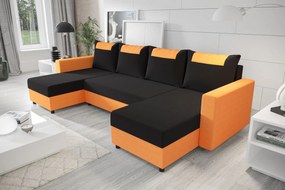 SANVI kinyitható U-alakú ülőgarnitúra - narancssárga / fekete