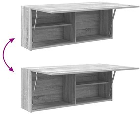 szürke sonoma szerelt fa fali fürdőszobaszekrény 100x25x40 cm