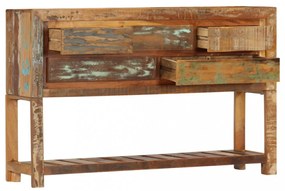 tömör újrahasznosított fa tálalószekrény 120 x 30 x 75 cm
