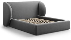 Sötétszürke kárpitozott franciaágy tárolóhellyel, ágyráccsal 200x200 cm Miley – Micadoni Home