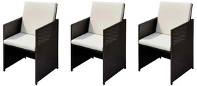 vidaXL Kerti székek 3 pcs Barna 56 x 52 x 87 cm Poli rattan