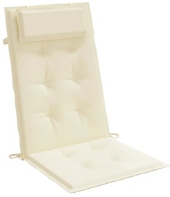 6 db krémszínű oxford-szövet magas háttámlájú székpárna